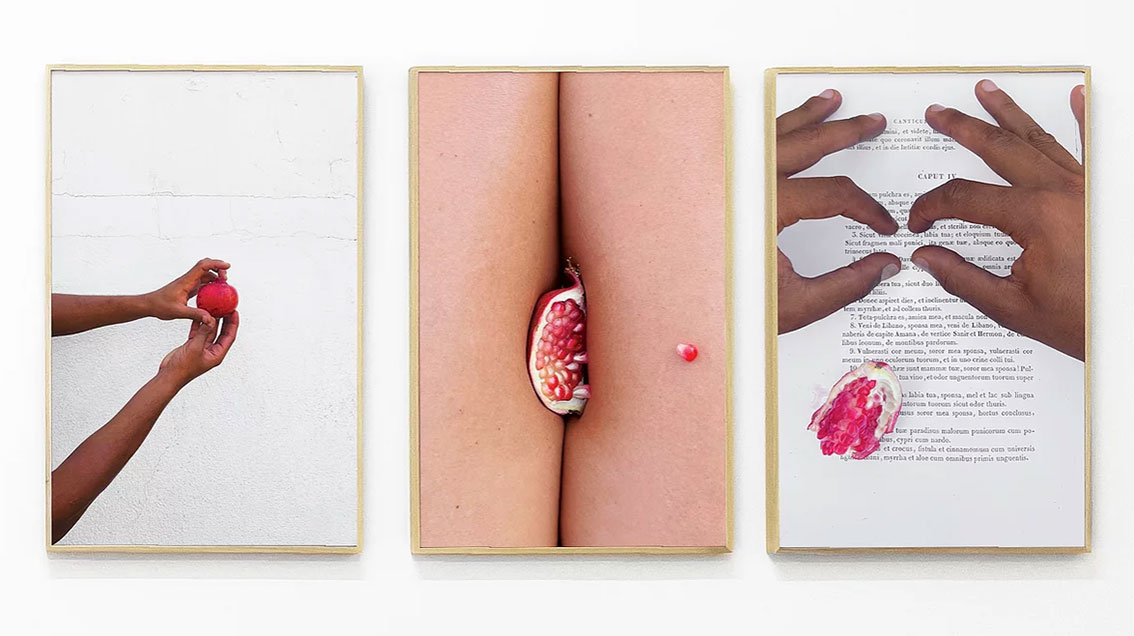 Esmeralda Kosmatopoulos, Your plants are an orchard of pomegranates, 2021, c-print, triptych, cm 60x40