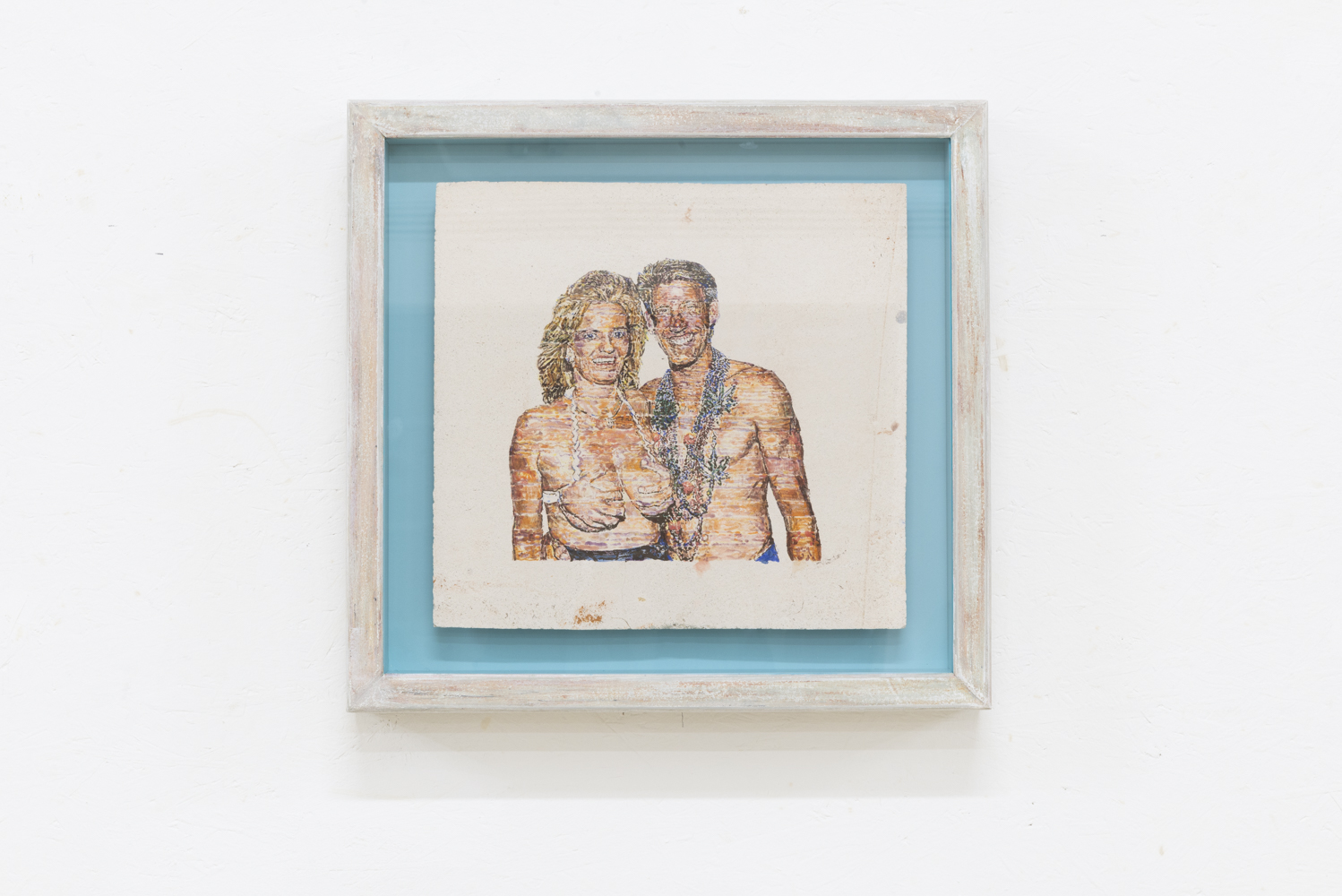 Alejandro Bombín, Beach party, 2020, enamels on ceramic, 33,5 x 31,5 cm